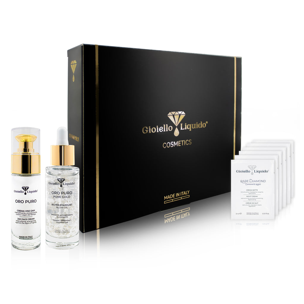 Zestaw Krem do twarzy ” Oro Puro” 30 ml & Silver stardust olejek rozświetlający “Oro Puro” 30 ml
