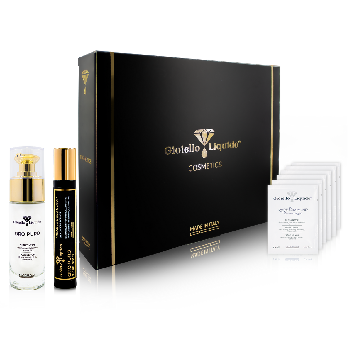 Zestaw Serum do twarzy “Oro Puro” 30 ml & Miracle gold serum pod oczy rolll-on “Oro Puro” 15 ml