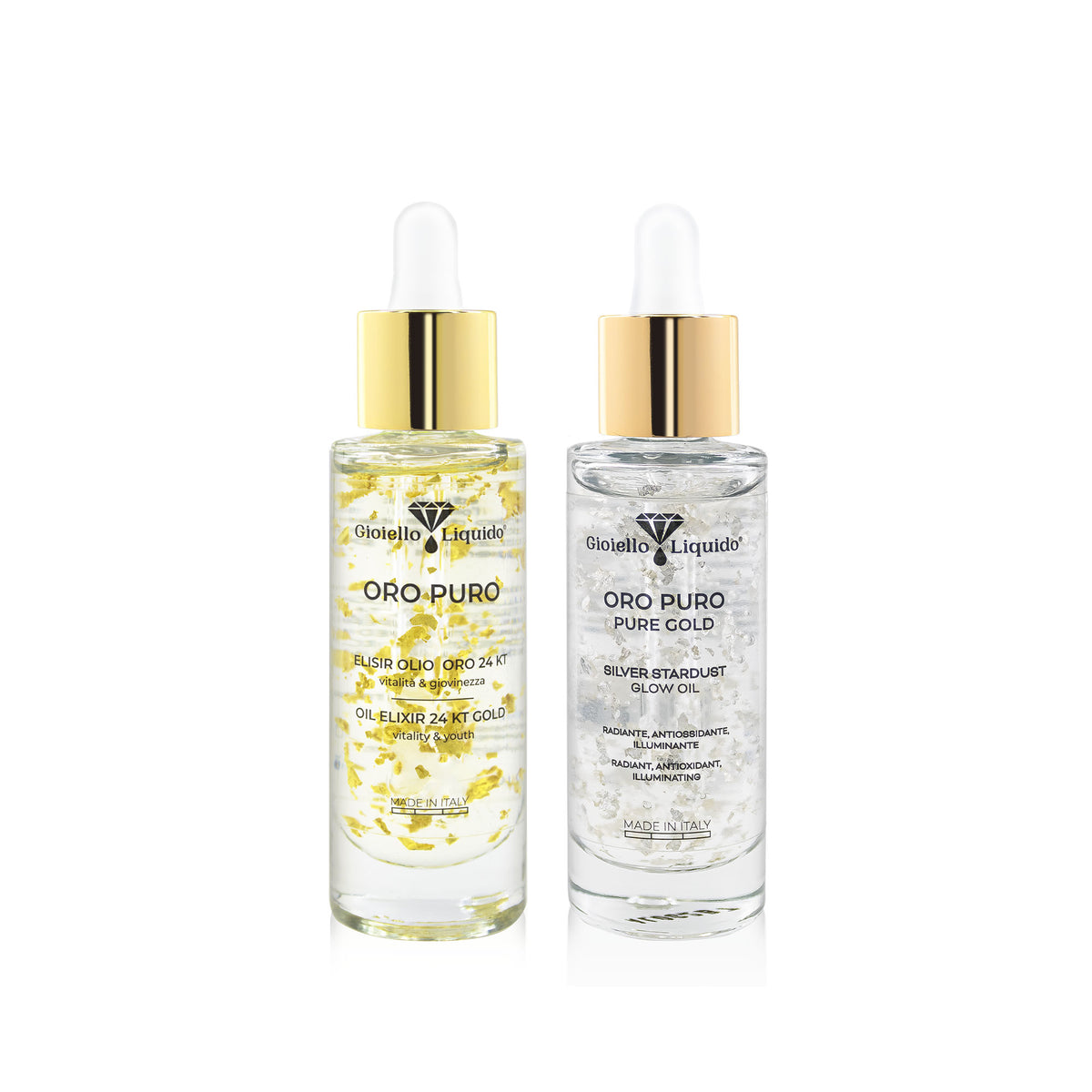 Zestaw Eliksir 24kt złoto “Oro Puro” 30 ml & Silver stardust olejek rozświetlający “Oro Puro” 30 ml