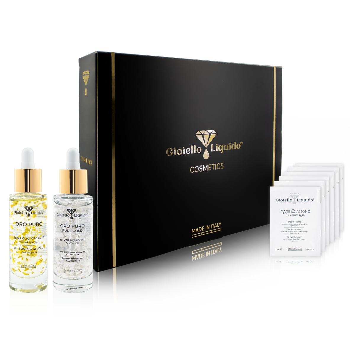 Zestaw Eliksir 24kt złoto “Oro Puro” 30 ml & Silver stardust olejek rozświetlający “Oro Puro” 30 ml