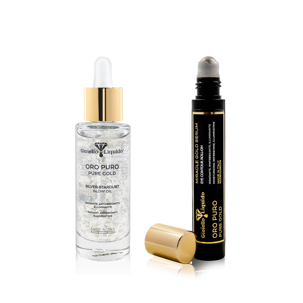 Zestaw Silver stardust olejek rozświetlający “Oro Puro”30 ml & Miracle gold serum pod oczy “Oro Puro” 15 ml
